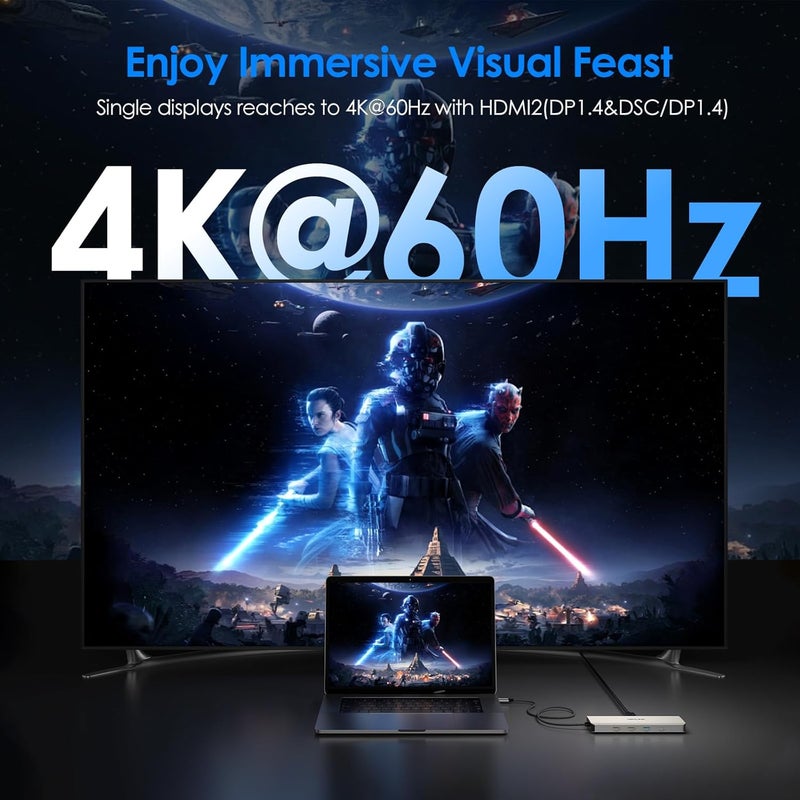 WAVLINK Laptop Docking Station, 10Gbps Docking Station with Dual HDMI, 100W PD in, 10Gbps USB-A/C 3.2, 5Gbps USB-A, USB2.0, Gigabit Ethernet for Dell/HP/Lenovo etc, Windows Systerm Computer Only - Image 3